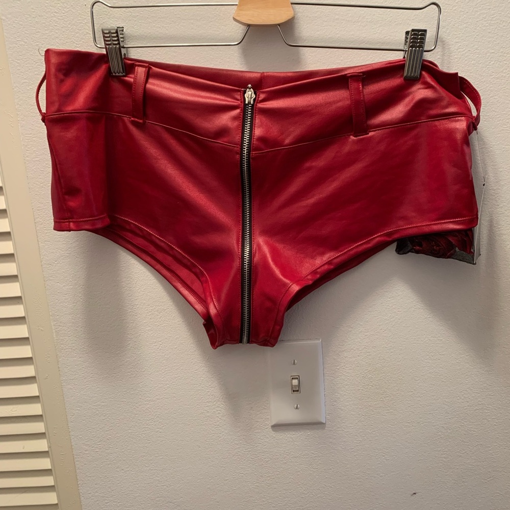 NWT Fetish Factory XL Merlot Booty Shorts with Removable Garters